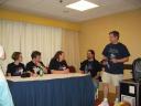 Heather Welliver, Christiana Ellis and Chris show off their Metamor shirts
